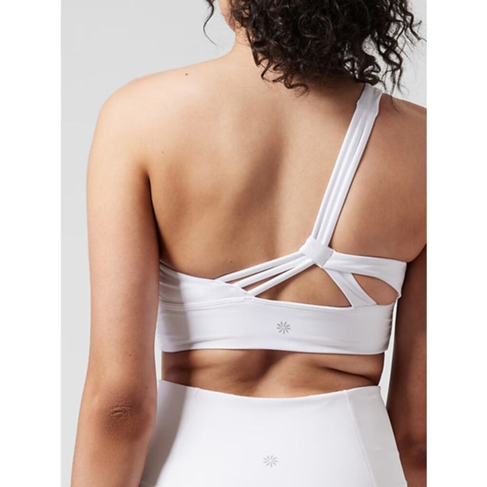 NEW NWT Athleta Athena One Shoulder Longline Sports Bra A-C Light Impact White M